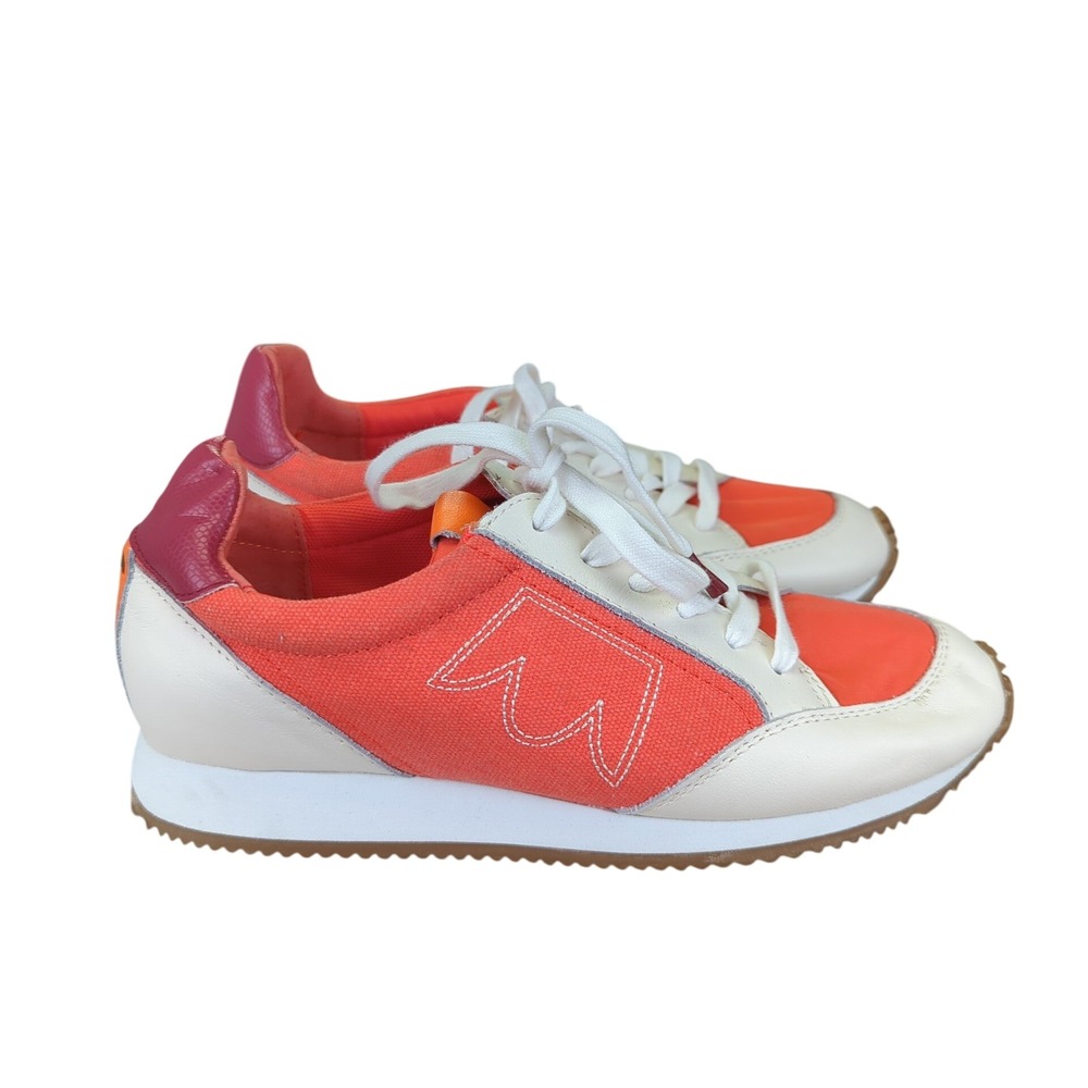Birdies Roadrunner‎ Women's Sneakers 7 Orange White Leather Accent Casual Shoes
